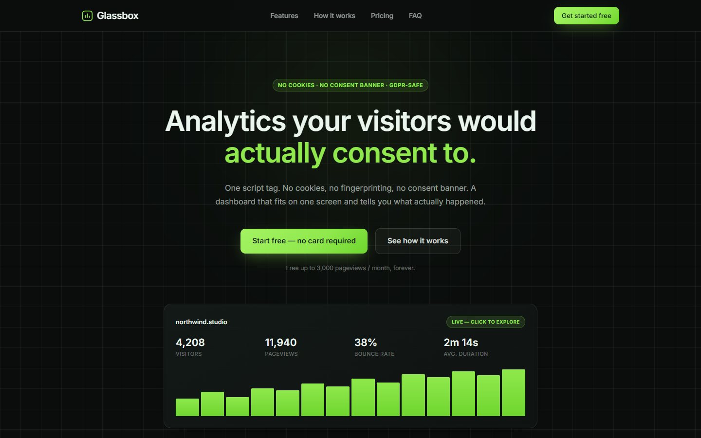 The Plaintick homepage, version one, still under its first name Glassbox